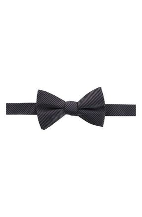 Trafalgar Store Leyton Stripe Pre-Tied Silk Bow Tie in Graphite at Nordstrom