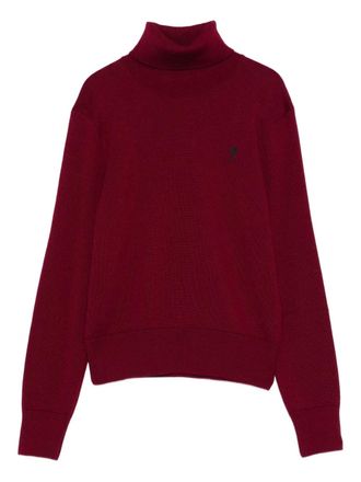 Ami heart-logo turtleneck sweater - women - Fabric - M - Red
