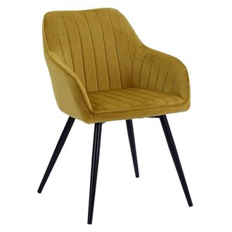 Happy Garden Silla de estilo vintage en terciopelo mostaza