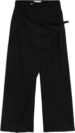 The Nina Studio Wrap-Effect Culottes With Asymmetrical Button Fastening And Welt Pockets