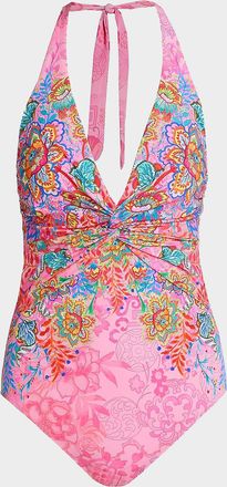 Johnny Was Roisin Floral Twisted One-Piece Swimsuit
