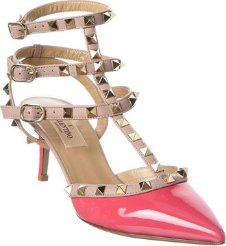 Valentino Rockstud Caged 65 Patent Ankle Strap Pump
