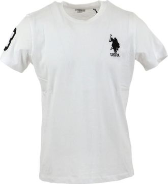 U.S.Polo Association Geborduurd Katoenen T-shirt Wit Mannen - Heren - T-shirts - Wit - 2XL - Katoen - Tops