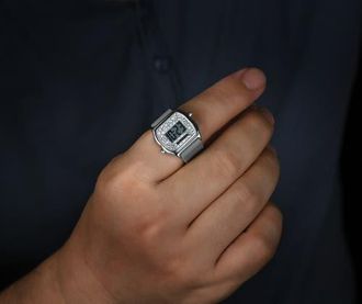 Breed Austin LCD Silicone Ring Watch in Grey at Nordstrom