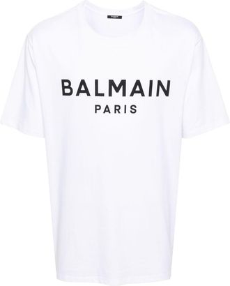 Balmain logo-print cotton T-shirt - men - Cotton - M - White
