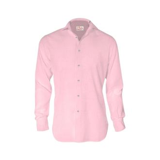 Saint Barth Pamplona Linnen Overhemd - Heren - Casual Overhemden - Roze - L - Linnen - Overhemden