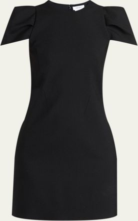 Alexander McQueen Pleated Puff-Sleeve Mini Dress