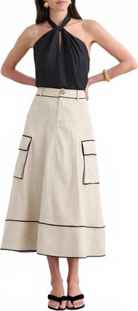 Toccin Shiloh High Waist Cargo Skirt In Beige