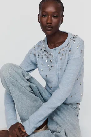 Maeve Wool Blend Beaded Cardigan