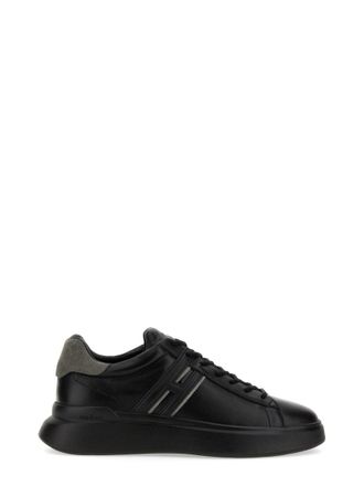 Hogan H580 Suede Heel Tab Leather Low-Top Sneakers