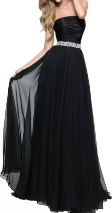 Sherri Hill Ruched Bodice Prom Dess In Black