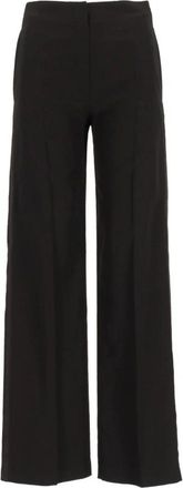 Forte_Forte Geklede wollenblend broek - Dames - Wijde Broeken - Zwart - L - Wol - Broeken