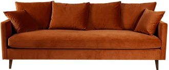 DRAWER Sofá cama de 3 plazas en terciopelo con patas de madera oscura - Óxido