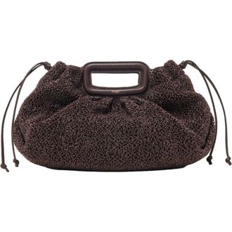 Maje Mipli boucl&eacute; effect clutch bag in Dark Brown at Nordstrom, Size Medium