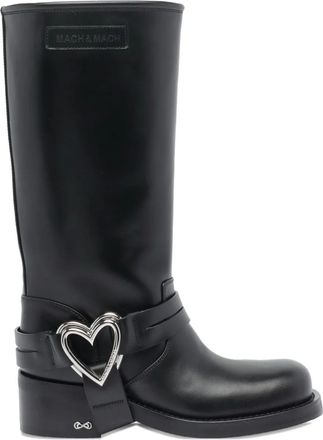 Mach & Mach 50mm Double Heart leather boots - women - Calf Leather/Rubber/Calf Leather/Calf Leather - 37.5 - Black