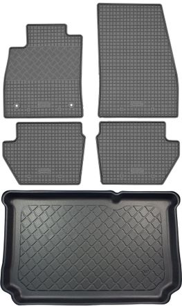 OEM Ford Fiesta Viii Hatchback (5 Puertas) Desde 07.2017 Set - Alfombrillas De Goma Para Coche + Alfombrilla Para Maletero