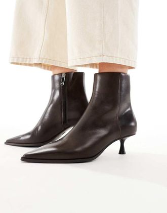 Aldo Emmalie - Stivaletti marroni in pelle con tacchetto a spillo-Marrone