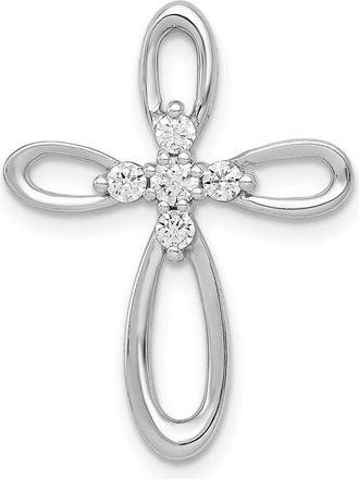 Diamond2Deal 14k White Gold 1/5ct. Diamond Cross Chain Slide Pendant