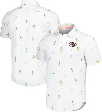 Tommy Bahama Mens Tommy Bahama White Kansas City Chiefs Nova Wave Flocktail Button-Up Shirt at Nordstrom, Size Large