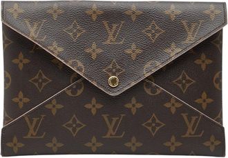 Louis Vuitton Monogram Brown Pink Pvc Leather Clutch Bag Pochette (Pre-Owned)