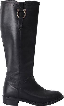 Ferragamo Fersea Riding Boots in Black Leather