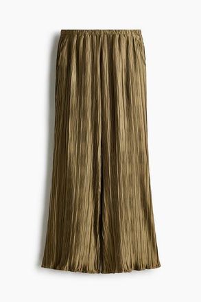 H&M Crinkled Trousers in Khaki Green at Nordstrom, Size Xx-Large
