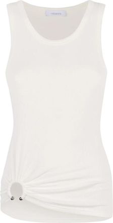 Paco Rabanne Metal Piercing Katoenen Tanktop - Dames - Tops zonder mouwen - Wit - S - Katoen - Tops