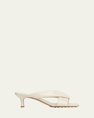 Bottega Veneta Riva Micro Woven Nappa Leather Kitten-Heel Sandals