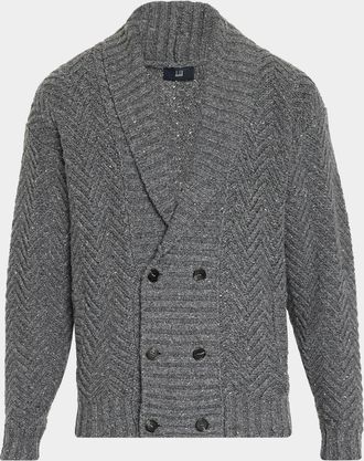 Dunhill Men & apos;s Cashmere Herringbone Shawl Cardigan
