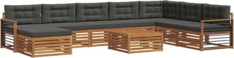 vidaXL Conjunto De Sof&aacute;s De Exterior 9 Uds. Natural Y Antracita Vidaxl