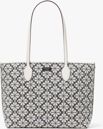 Kate Spade New York Womens Flower Jacquard Bleecker Large Tote - Dark Grey Textile - One Size