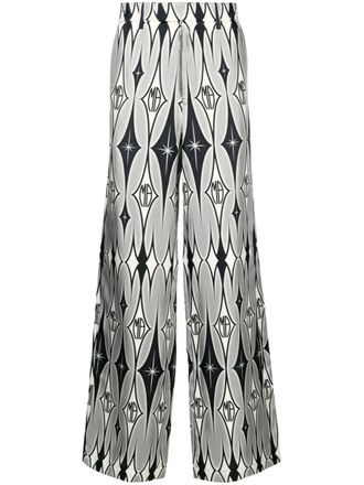 Amiri graphic-print wide-leg silk trousers - men - Silk/Cupro - 46 - Black