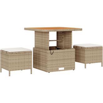 vidaXL Conjunto De Comedor De Jard&iacute;n 3 Pcs Beige Polirat&aacute;n Vidaxl