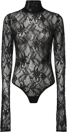 Andamane Body met hoge hals en kant - Dames - Bodies - Zwart - S - Tops