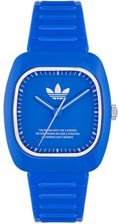 adidas Retro Wave Two Bio-Resin Strap Watch, 37mm in Blue at Nordstrom