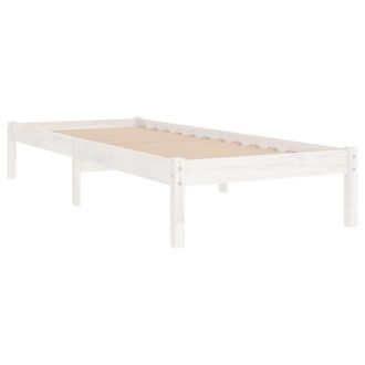 vidaXL Estructura De Cama Individual Sin Colch&oacute;n Madera Maciza Blanco Vidaxl