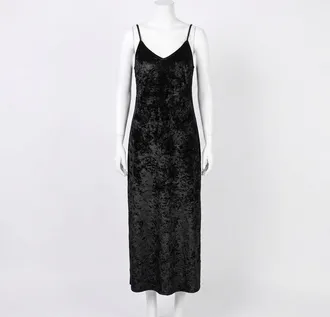 Z Supply Womens Selina Crushed Velvet Midi Dress In Black