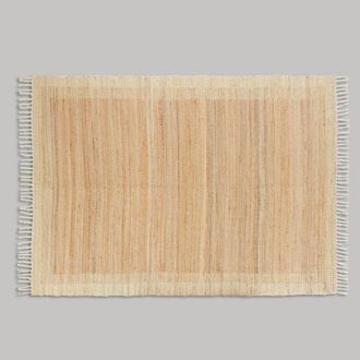 Maisons du monde Alfombra reversible de yute y algod&oacute;n tejido con acabado de flecos bicolor, 160x230 cm