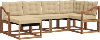 vidaXL Conjunto De Sof&aacute;s De Exterior 6 Uds. Natural Y Beige Vidaxl
