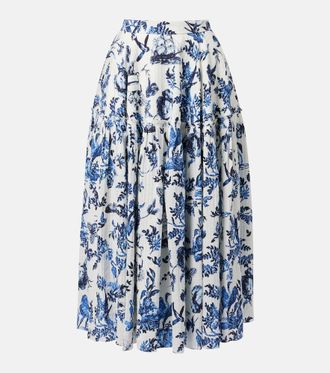 Erdem Floral poplin midi skirt