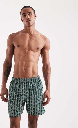Lacoste Pantaloncini da bagno verdi con monogramma-Verde