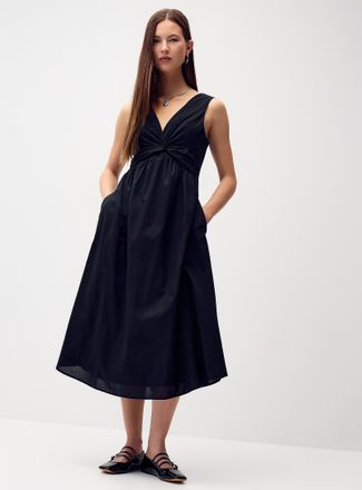 Twik Womens Twisted poplin midi dress