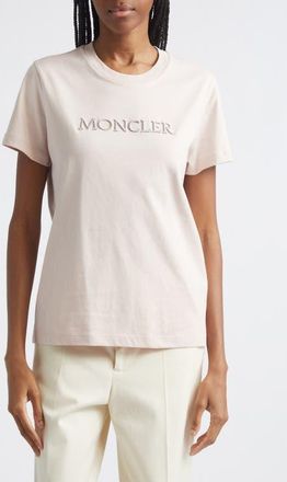 Moncler Logo Cotton Jersey T-Shirt in Pink at Nordstrom, Size X-Large