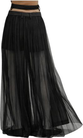 Erika Cavallini Semi Couture P6Sz 09 Broeken - Dames - Wijde Broeken - Zwart - M - Wol - Broeken