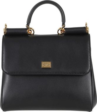 Dolce & Gabbana My Sicily Kalfsleer Plong&eacute; - Dames - Handtassen - Zwart - ONE Size - Leer - Tassen