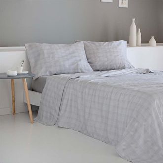 COTTON ARTEAN Juego de s&aacute;banas Sat&eacute;n algod&oacute;n 200 hilos Gris 280x270 Cama 200