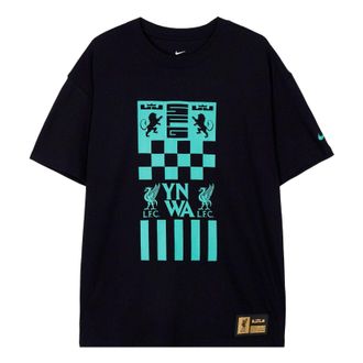Nike LeBron x Liverpool FC Max90 Soccer T-Shirt Asia Sizing Black Teal FZ8908-010