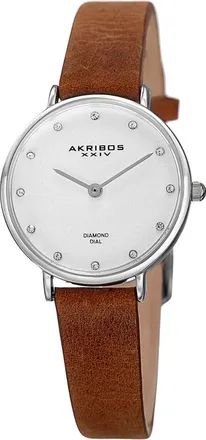 Akribos XXIV Akribos Xxiv Womens Genuine Leather Diamond Watch
