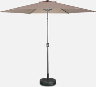 Sweeek Sweeek - Parasol Redondo 3m Con M&aacute;stil Central, Touquet, Pardo, 294x294x243 Cm