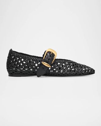 Zimmermann Alchemy Woven Leather Ballerina Flats